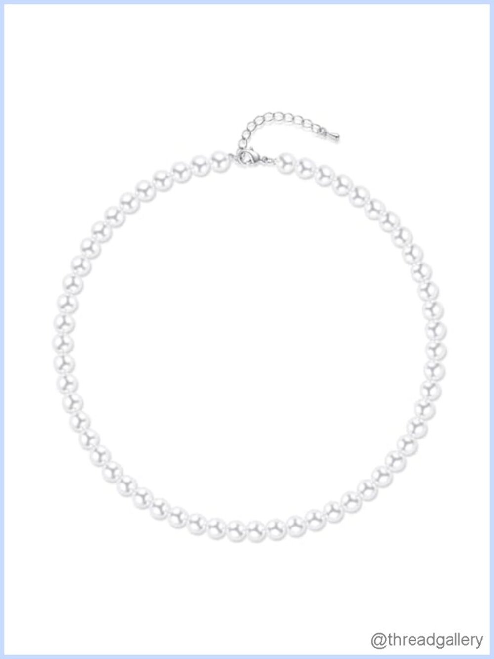 Faux Pearl Strand Necklace Choker 8mm Glass Pearl Stainless Steel